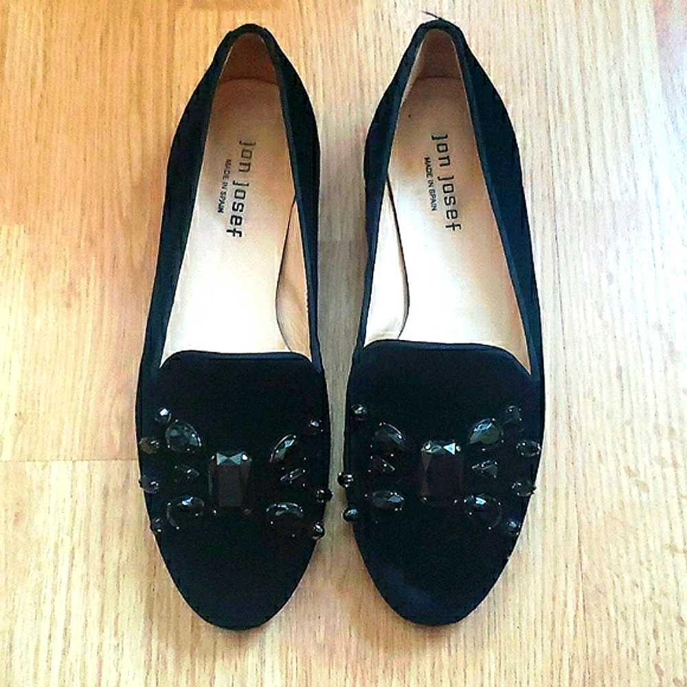 Gatsby Embellished Black Velvet Flat Size 8